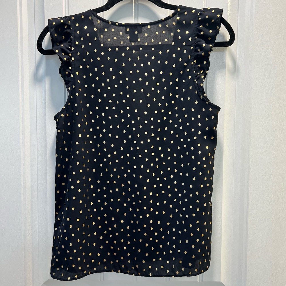 J. Crew Navy & Gold Ruffled Tank Top. Size 4. - Picture 4 of 7